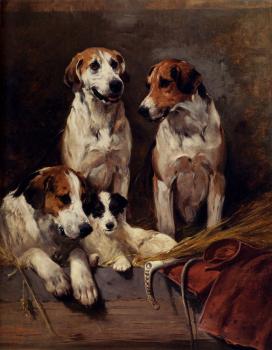 約翰 伊姆斯 Three Hounds With A Terrier
